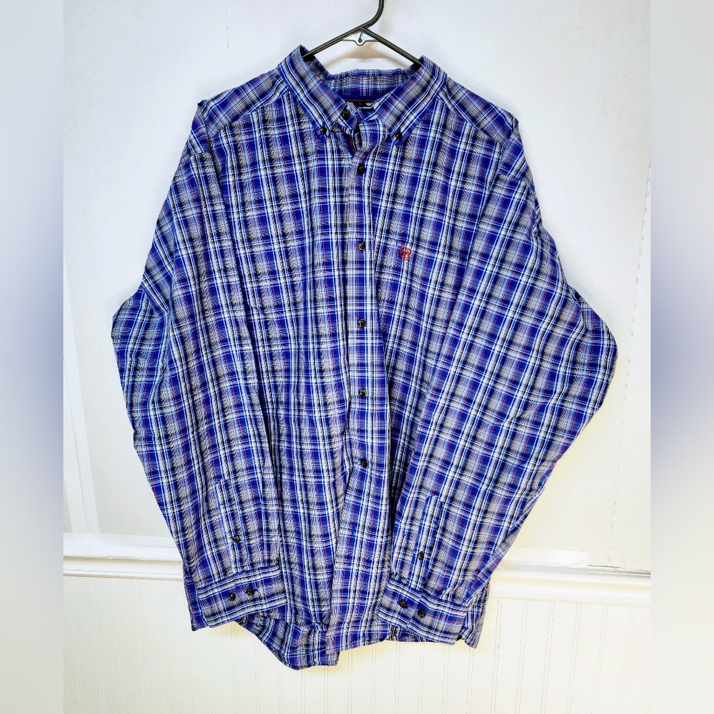 ARIAT Pro Series Rocco Long Sleeve Shirt Men's Size XL Button Down Plaid 0108